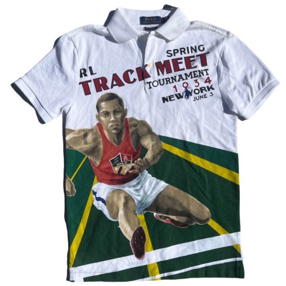 Polo Ralph Lauren all over print chariots Stadium NWT polo shirt